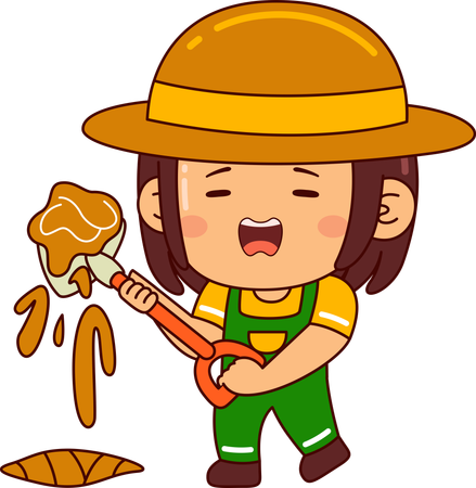 Cute farmer girl doing farming  Illustration