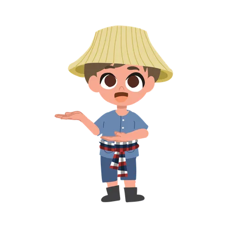 Cute Farmer showing something  Illustration