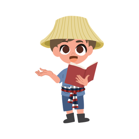 Cute Farmer With Agriculture book  Illustration