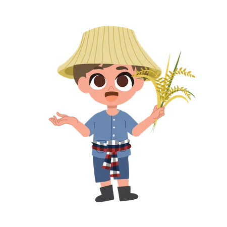 Cute Farmer With Agriculture crop  Illustration