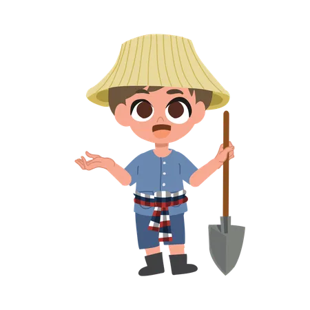 Cute Farmer With Agriculture tool  Illustration