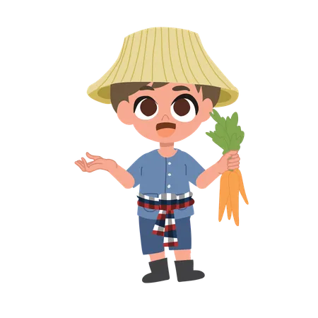 Cute Farmer With carrot  Illustration