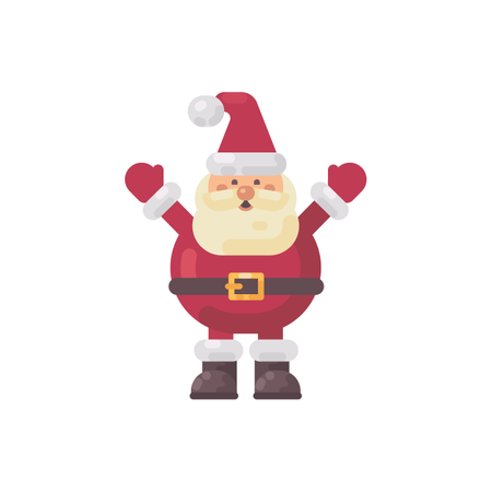 Cute Fat Santa Claus Flat Illustration  Illustration