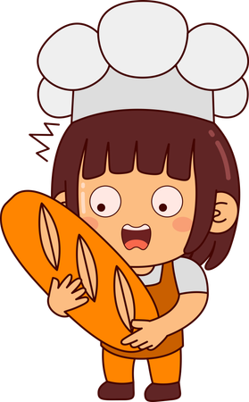 Cute Female baker with bread  Illustration