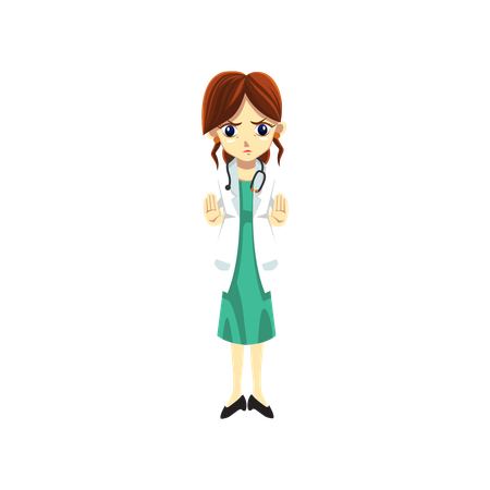 Cute Female Doctor showing stop sign  일러스트레이션
