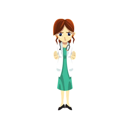 Cute Female Doctor showing stop sign  일러스트레이션