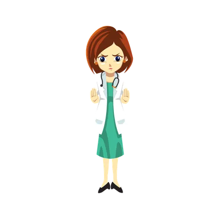 Cute Female Doctor showing stop sign  Illustration