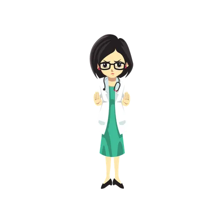 Cute Female Doctor showing stop sign  Illustration