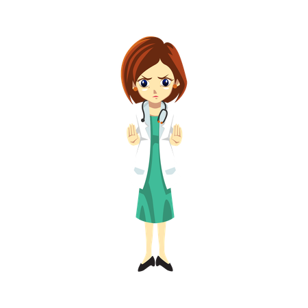 Cute Female Doctor showing stop sign  Illustration