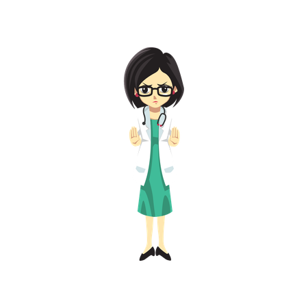 Cute Female Doctor showing stop sign  Illustration