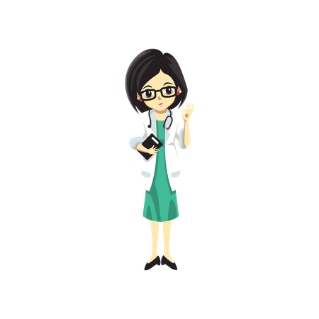 Cute Female Doctor showing super sign  Illustration