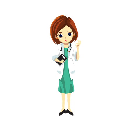 Cute Female Doctor showing super sign  Illustration