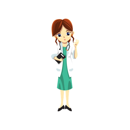 Cute Female Doctor showing super sign  Illustration