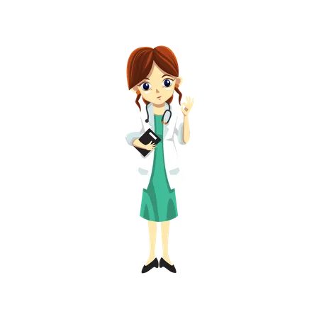 Cute Female Doctor showing super sign  Illustration