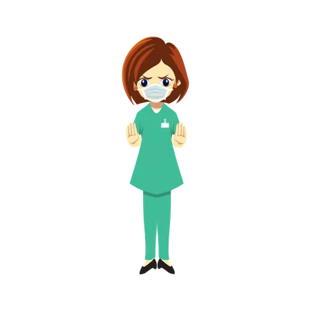 Cute Female Doctor wearing mask  Illustration