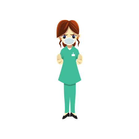 Cute Female Doctor wearing mask  Illustration