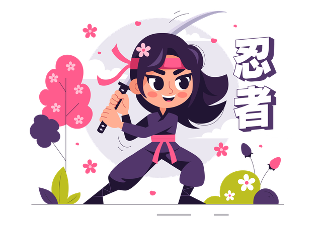 Cute female ninja  Illustration