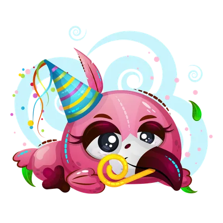 Cute flamingo birthday  Illustration