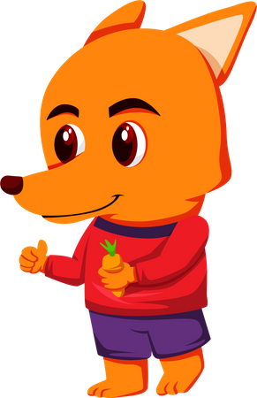 Cute Fox holding carrot  Illustration