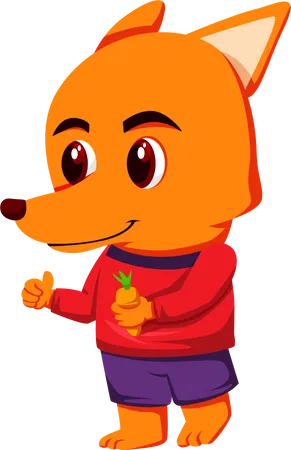 Cute Fox holding carrot  Illustration