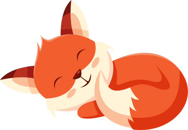 Cute Fox sleeping  Illustration