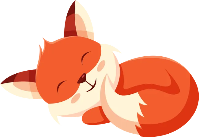 Cute Fox sleeping  Illustration