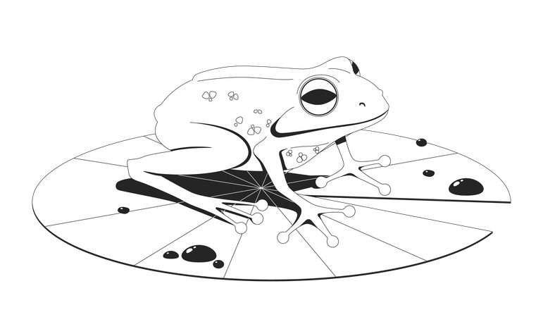 Cute frog sitting on lily pad  Illustration