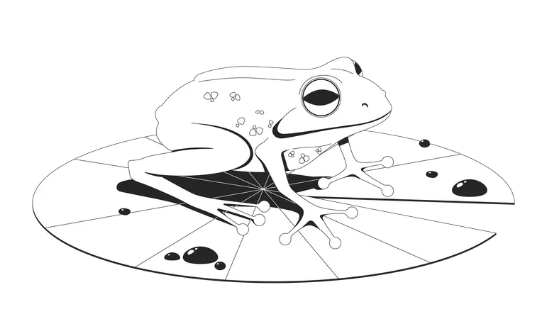 Cute frog sitting on lily pad  Illustration