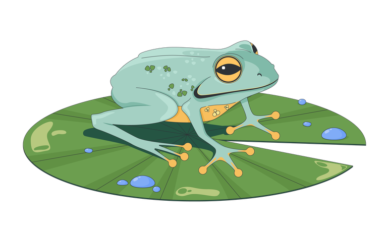 Cute frog sitting on lily pad  Illustration