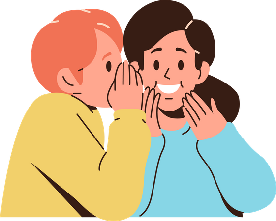 Cute funny children whispering spreading secrets portrait isolated  Illustration