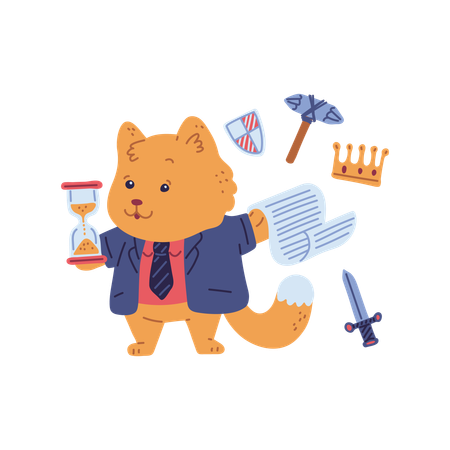 Cute ginger cat history teacher  Illustration