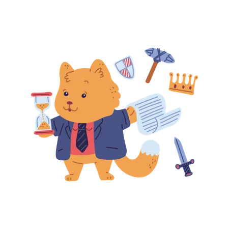 Cute ginger cat history teacher  Illustration