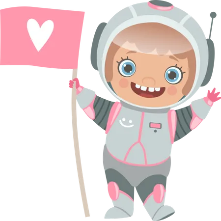 Cute Girl Astronaut  Illustration