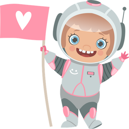 Cute Girl Astronaut  Illustration