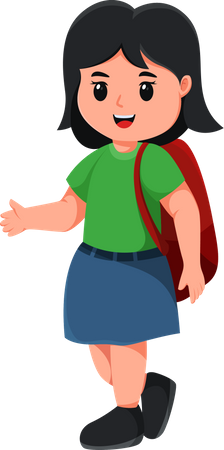 Cute Girl Back to School  Illustration