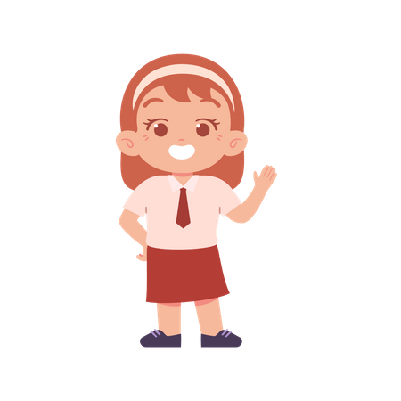 Cute Girl Child Say Hello  Illustration