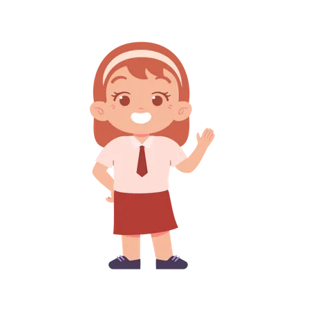 Cute Girl Child Say Hello  Illustration