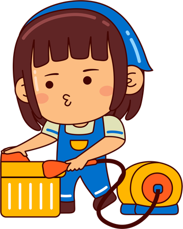 Cute girl doing cleaning work  Illustration