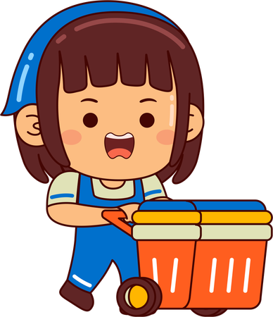 Cute girl doing cleaning work  Illustration