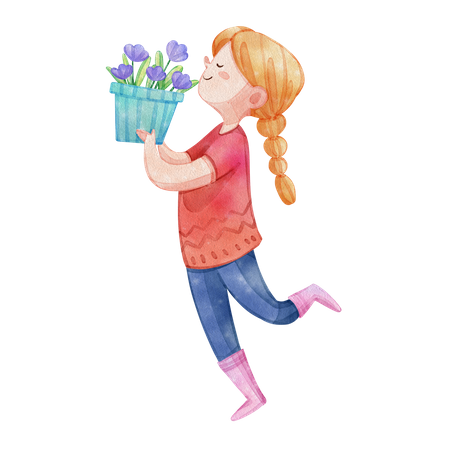 Cute girl gardening Illustration