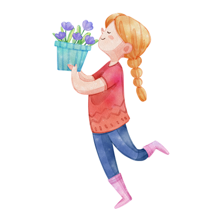 Cute girl gardening  Illustration