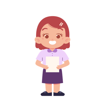 Cute Girl Holding Document  Illustration
