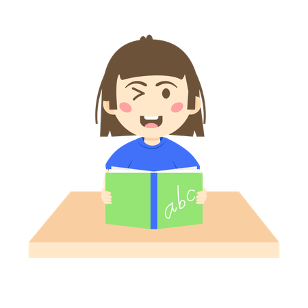 Cute Girl Holding English book  Illustration