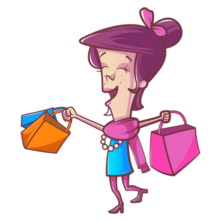 Cute girl holding shopping bag Illustration