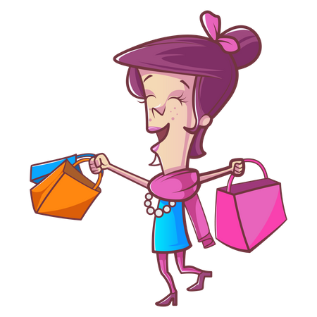 Cute girl holding shopping bag  Illustration