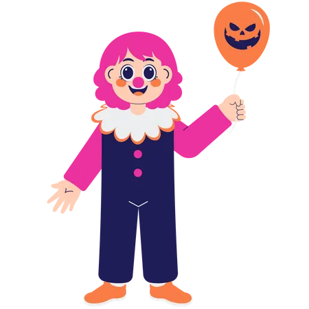 Cute Girl in Clown costume  Illustration