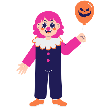 Cute Girl in Clown costume  Illustration