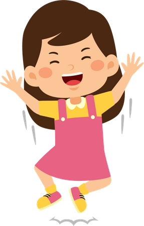 Cute girl jumping and laughing  Illustration