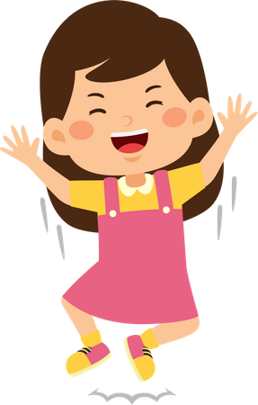 Cute girl jumping and laughing  Illustration