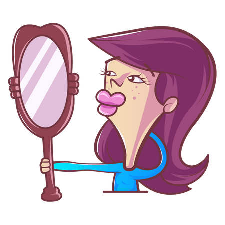 Cute girl looking the mirror  Illustration